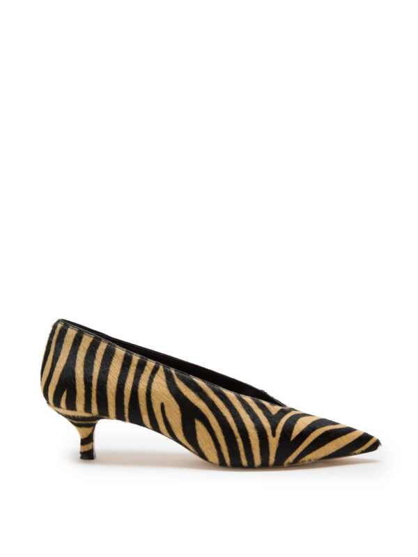 Babouche Kitten Heel Calf Hair Zebra