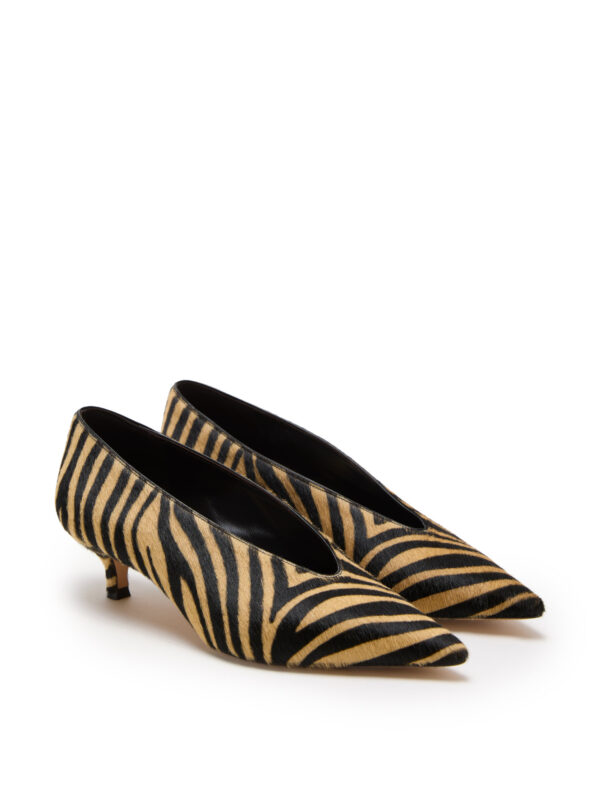 Babouche Kitten Heel Calf Hair Zebra - Image 2