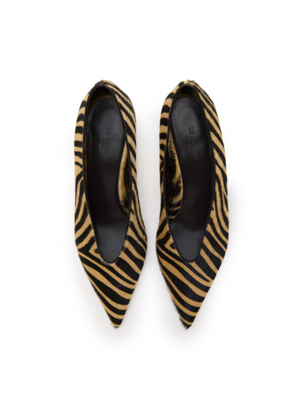 Babouche Kitten Heel Calf Hair Zebra - Image 3