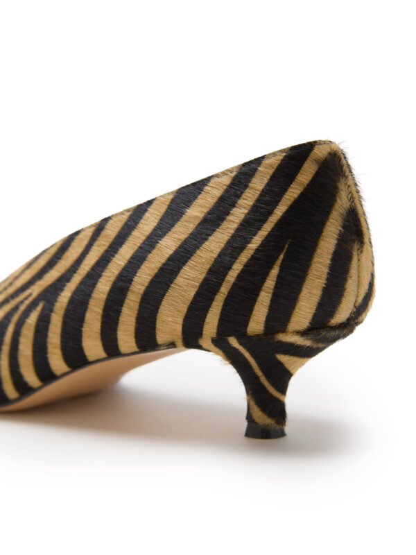 Babouche Kitten Heel Calf Hair Zebra - Image 4