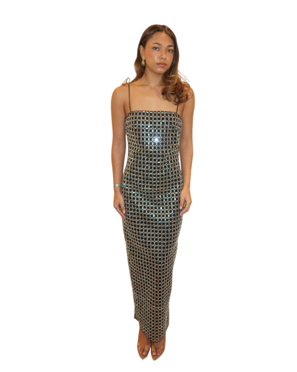 Beaded Maxi Slip Dress  Black