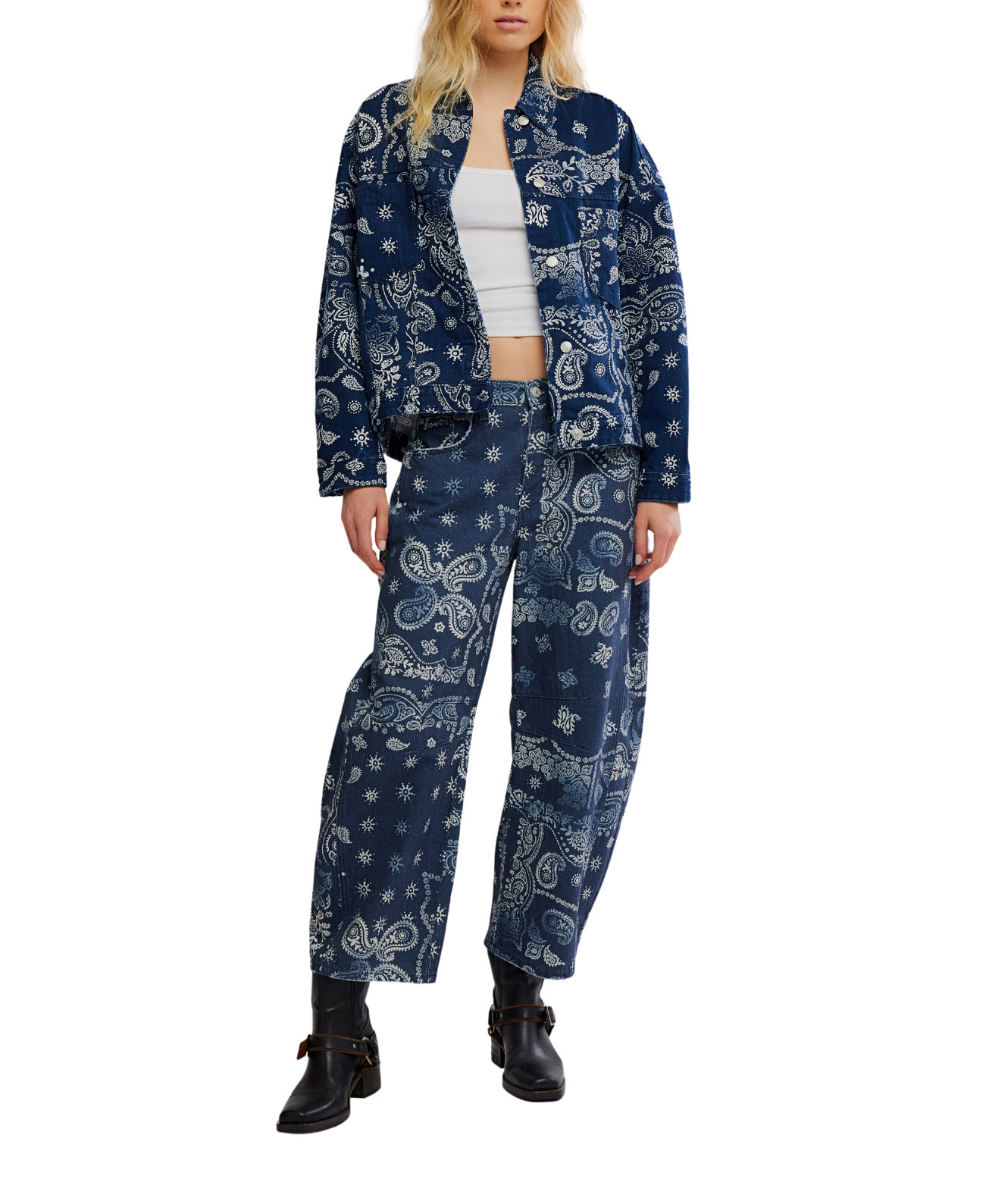 Opal Swing Printed Denim Navy Combo Bandana - Image 6