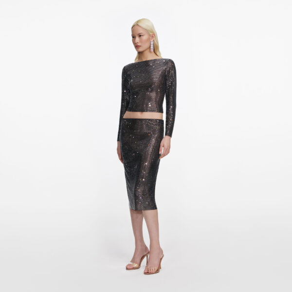 Gunmetal Rhinestone Top Black - Image 2