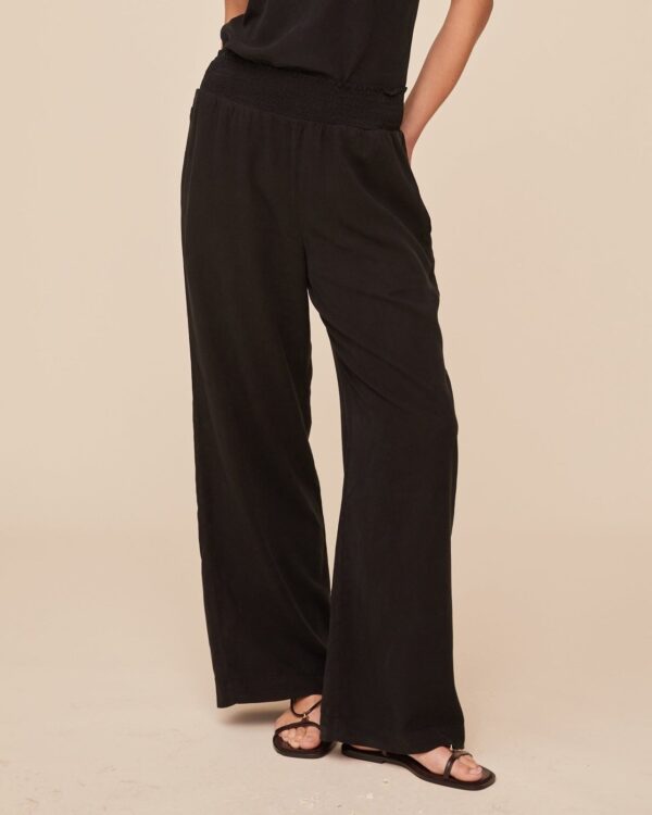 Smocked Waist Wide Leg Trouser Vintage Black - Image 2