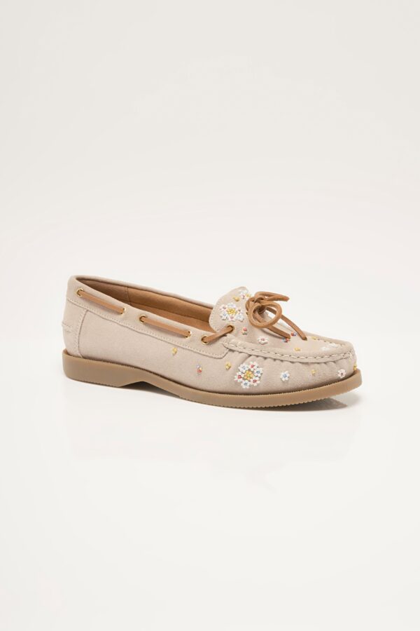Sandy Seed Bead Boat Shoe Oyster Cove Suede