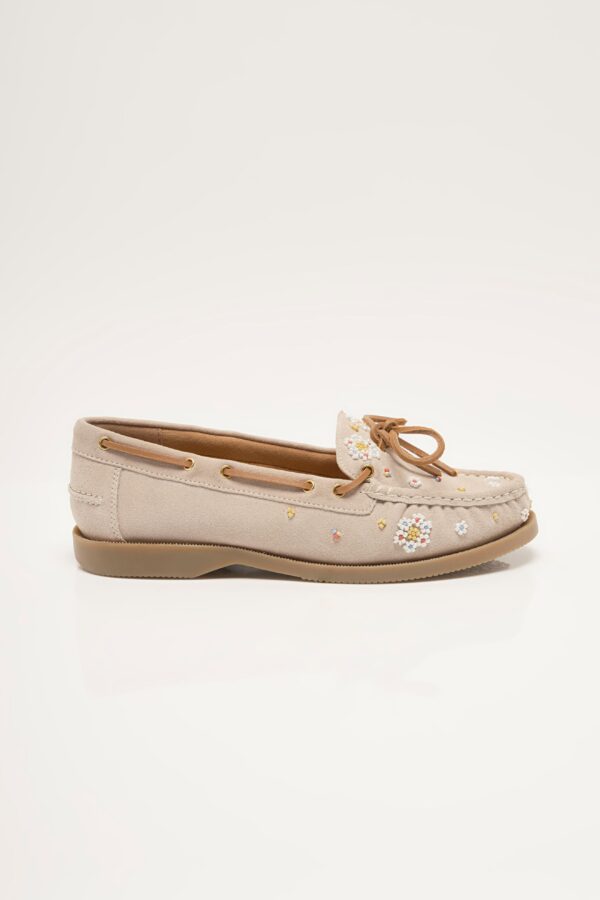Sandy Seed Bead Boat Shoe Oyster Cove Suede - Image 3