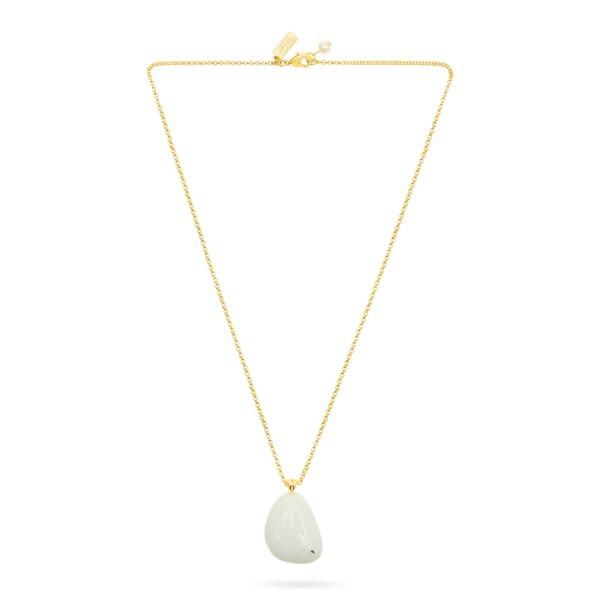 Rock Stone Pendant Necklace  White Jade