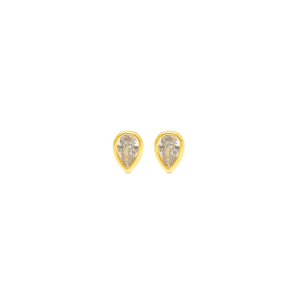 Pear Drop Studs Mini CZ Gold