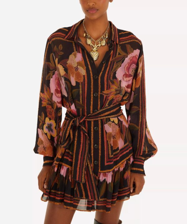 Chenille Flowers Black Mini Dress Chenille Flowers Black