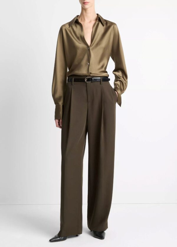 High Waist Pleated Trouser  Verde