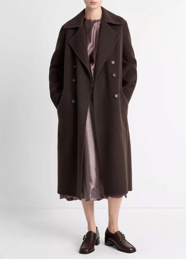 Double Breasted Long Coat Deep Espresso