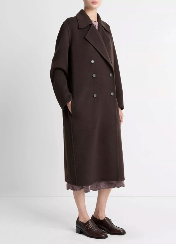 Double Breasted Long Coat Deep Espresso - Image 2
