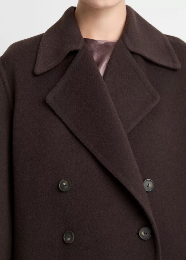 Double Breasted Long Coat Deep Espresso - Image 3