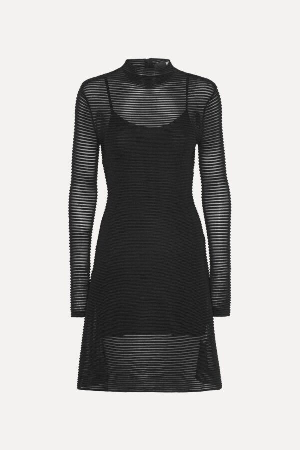 Knitted Flared Mini Dress  Black