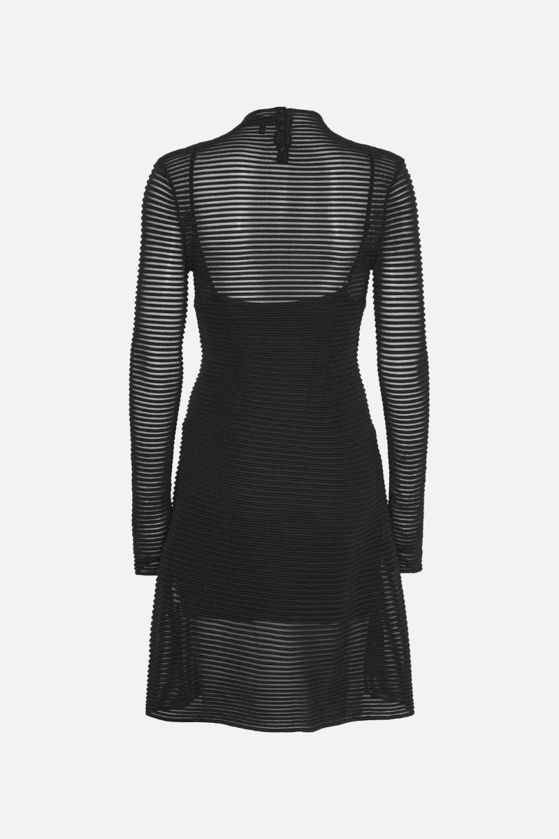 Knitted Flared Mini Dress Black - Image 2