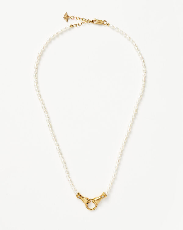 Harris Reed In Good Hands Pearl Pendant Necklace  Gold