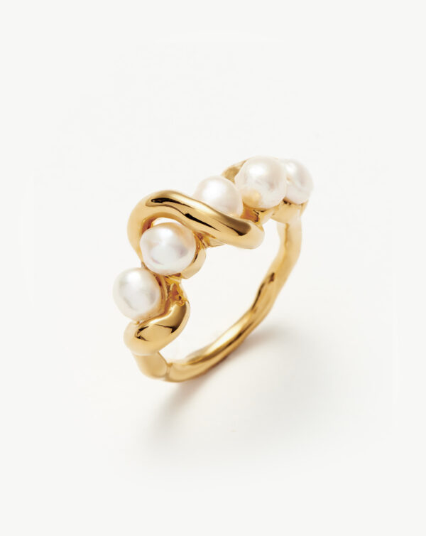 Molten Pearl Twisted Stacking Ring Gold