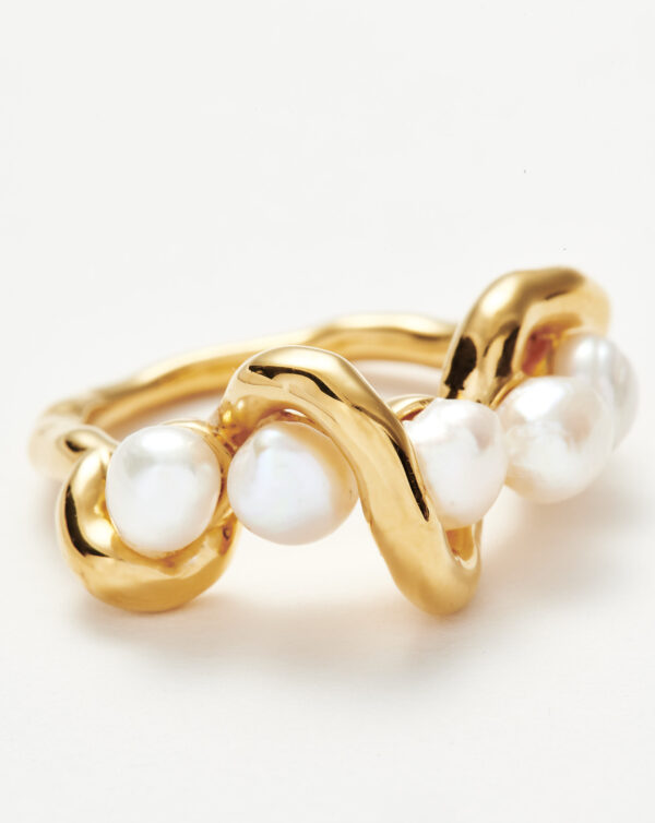 Molten Pearl Twisted Stacking Ring Gold - Image 2