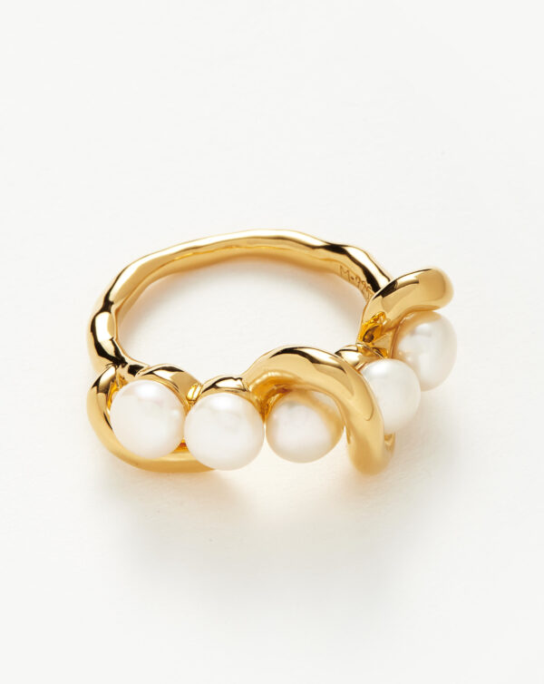 Molten Pearl Twisted Stacking Ring Gold - Image 3