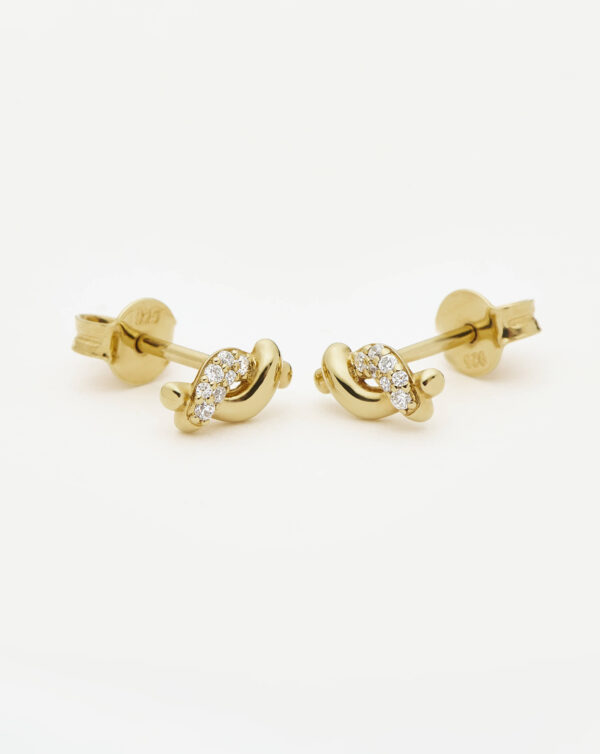Molten Snow Stud Earrings Gold - Image 3