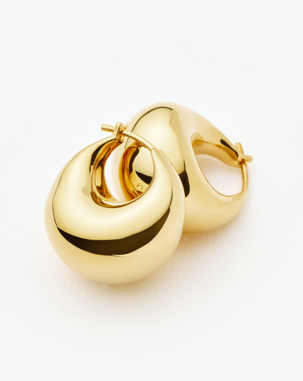 Sculptural Chubby Dome Small Hoop Earrings Gold - Image 2