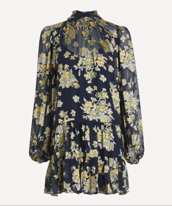 Anaya Dress Bouquet Devore Bouquet Devore Navy