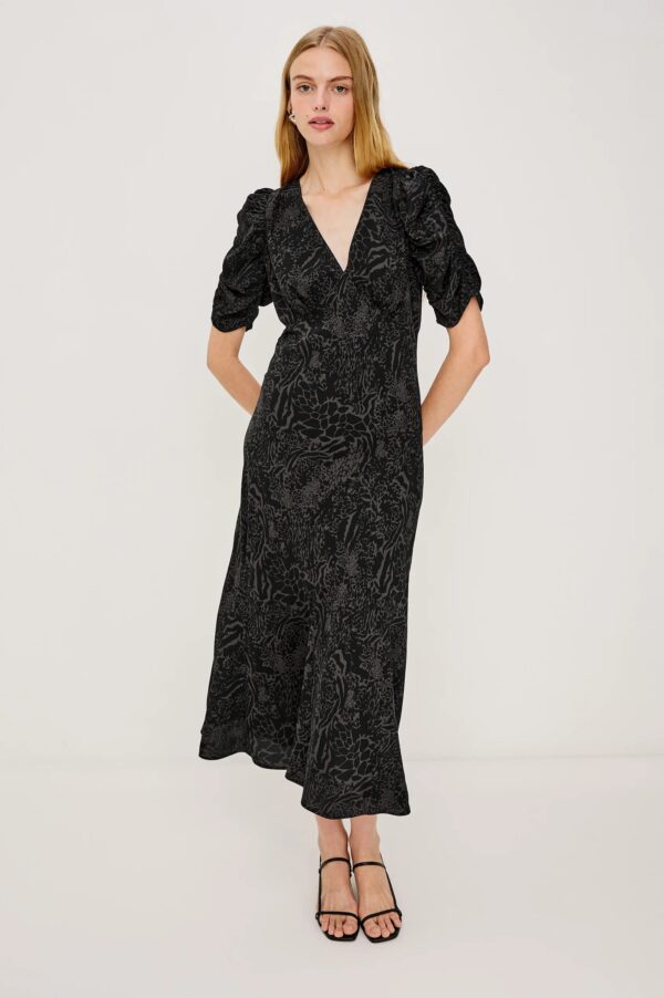 Zariah Dress  Charcoal Mixed Animal