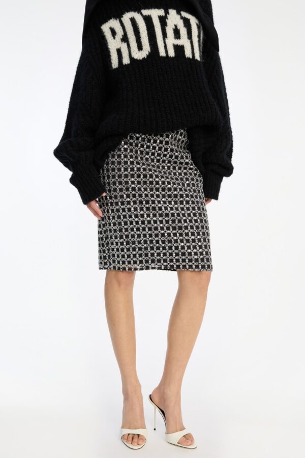 Beaded Long Mini Skirt Black
