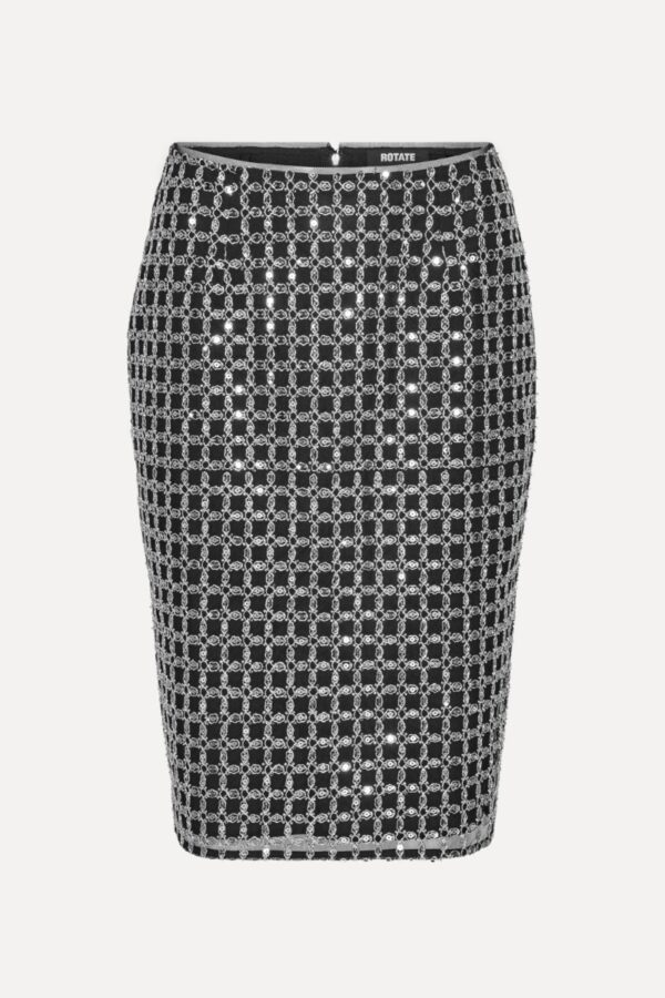 Beaded Long Mini Skirt Black - Image 2