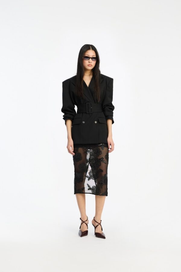 Sequins Midi Skirt Black  Black - Image 2
