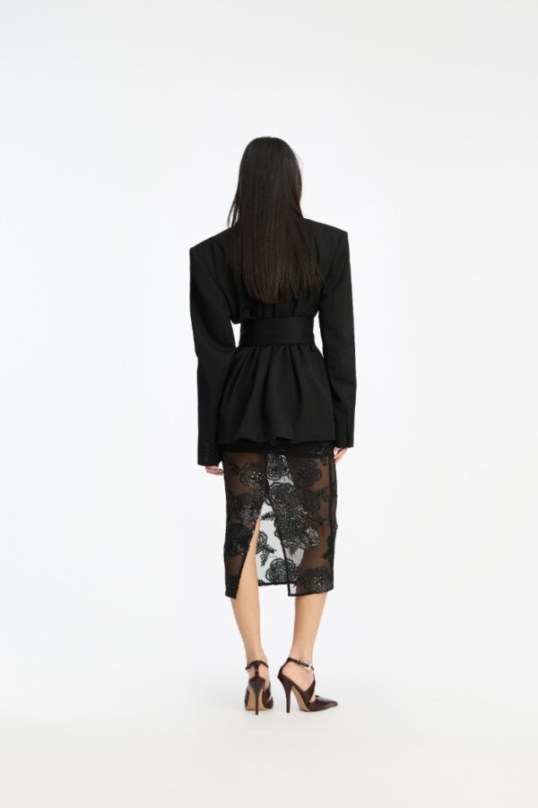 Sequins Midi Skirt Black  Black - Image 3