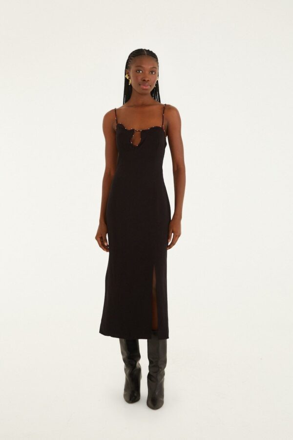 Black Sleeveless Midi Dress RS26 Black
