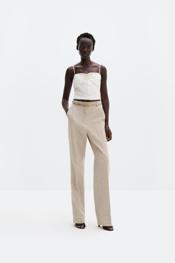 Nour straight jacquard pants Fishbone Taupe