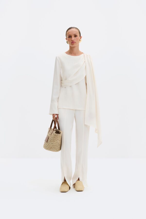 Melandy draped cape blouse Vanilla