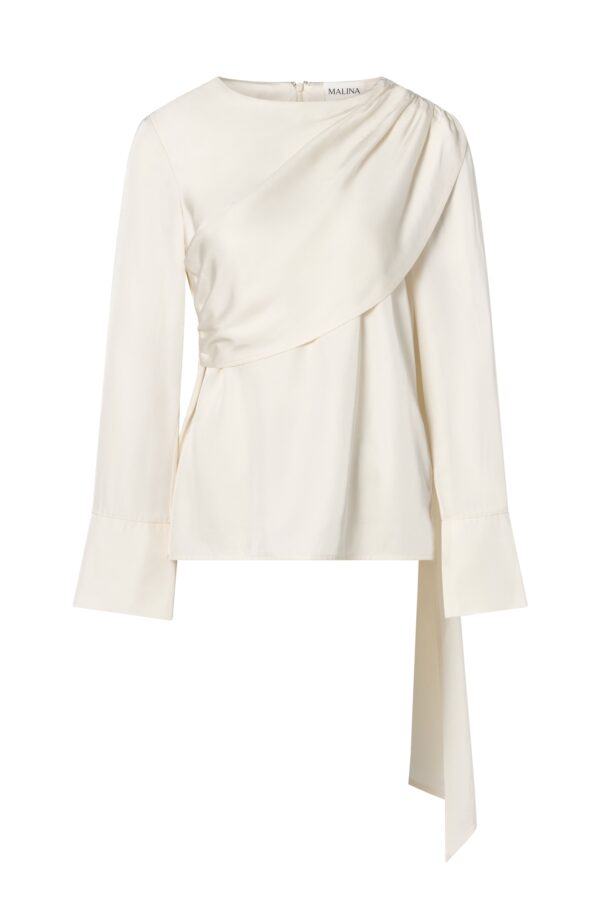 Melandy draped cape blouse Vanilla - Image 5