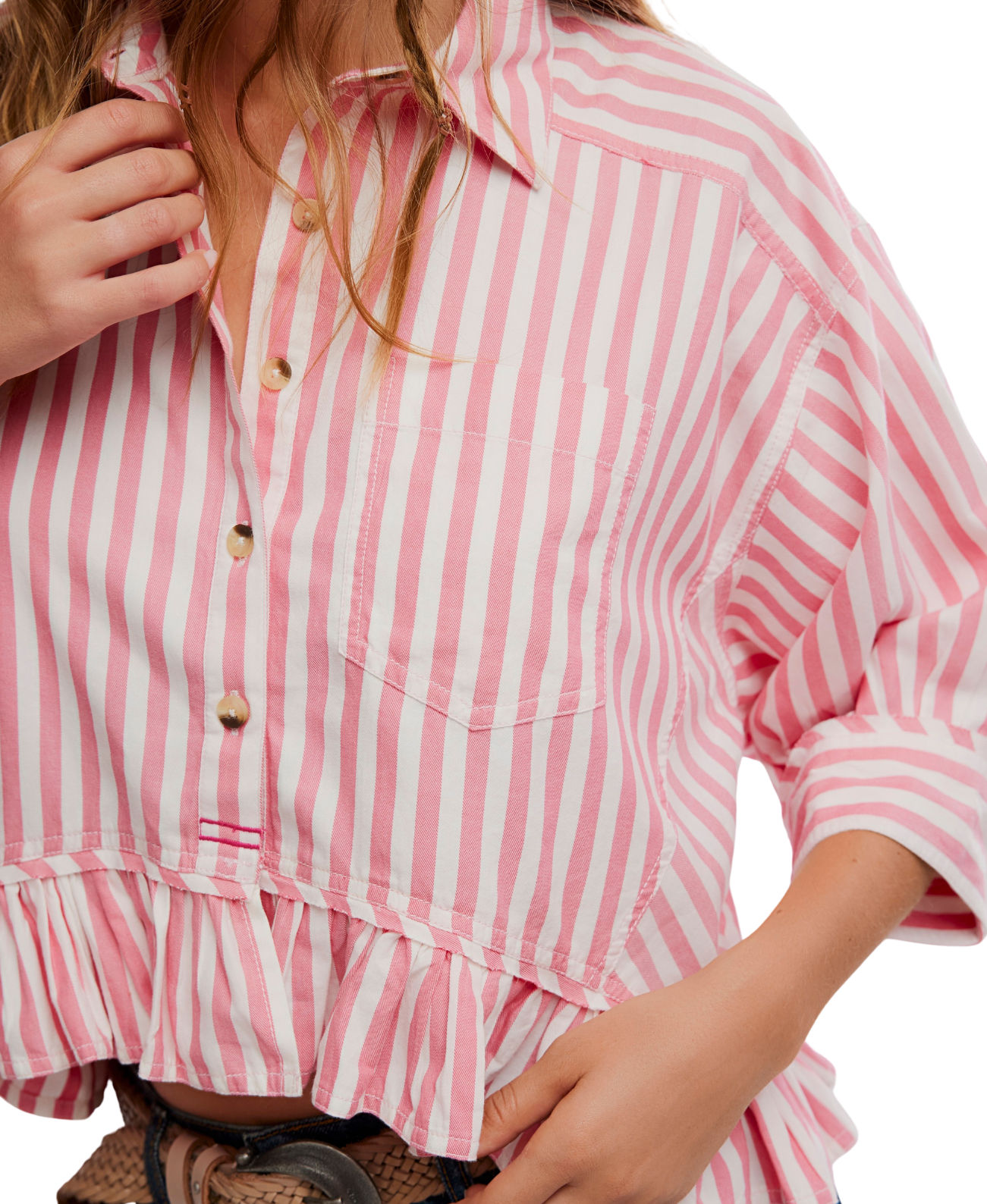 Bailey Stripe Shirt Coral Combo - Image 4