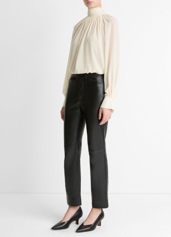 Leather Straight Leg Trouser  Black - Image 2