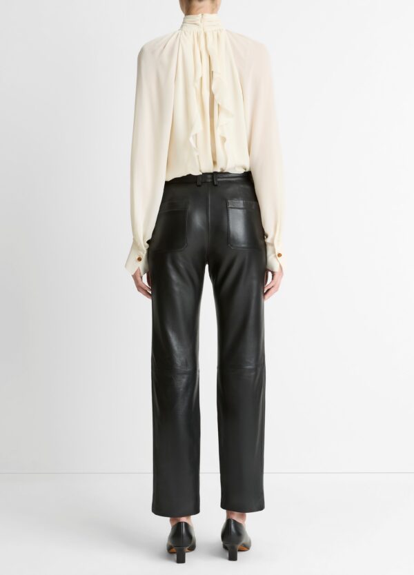 Leather Straight Leg Trouser  Black - Image 3