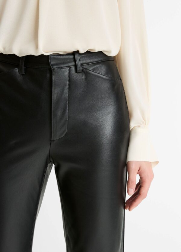 Leather Straight Leg Trouser  Black - Image 4
