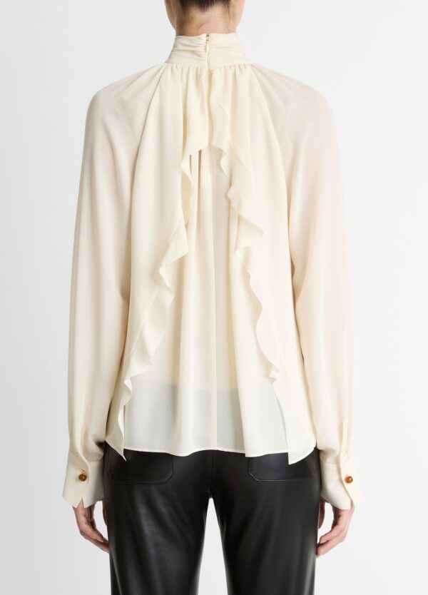 Gathered Draped Neck Blouse  Cream - Image 3