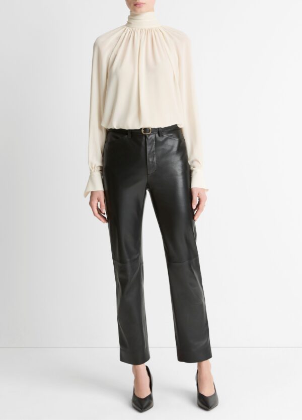 Gathered Draped Neck Blouse  Cream - Image 4