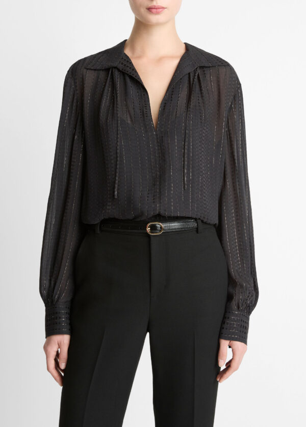 Gathered Lurex Blouse  Black