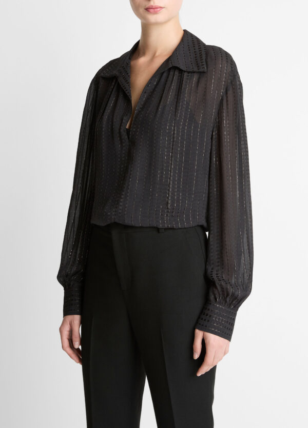 Gathered Lurex Blouse  Black - Image 2
