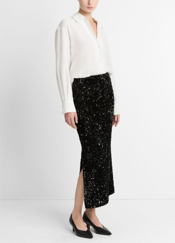 Sequins Velvet Maxi Skirt Black - Image 2
