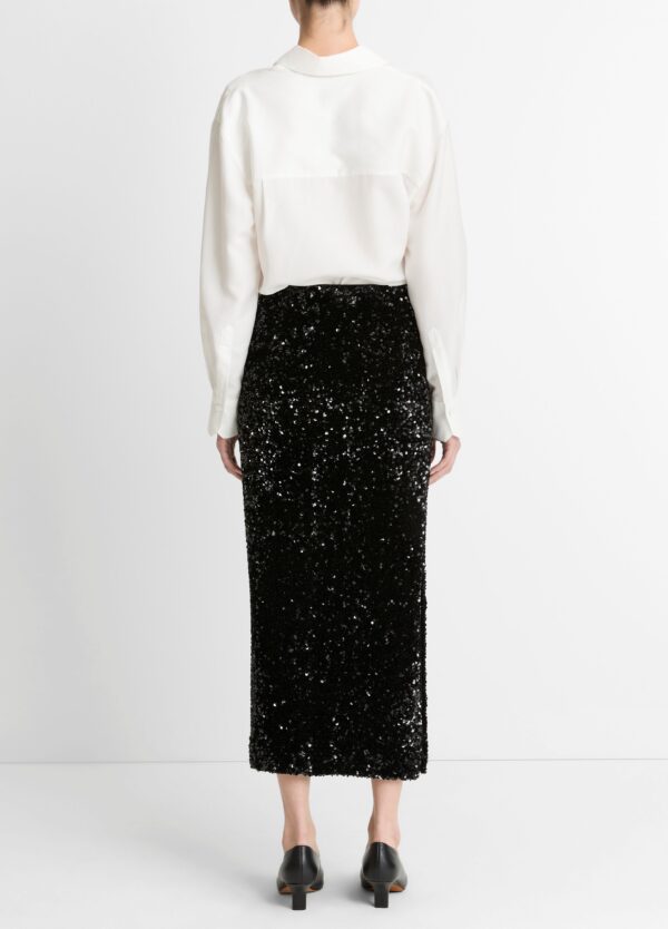 Sequins Velvet Maxi Skirt Black - Image 3