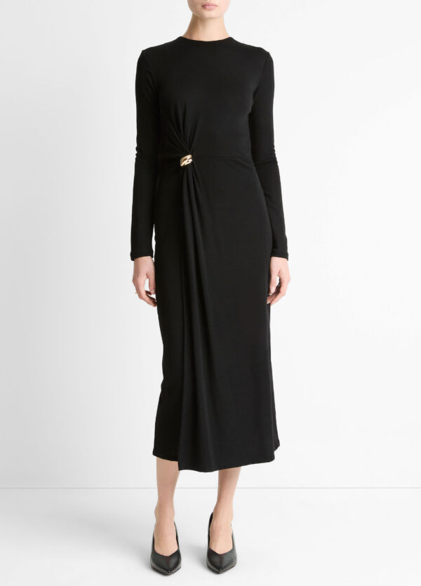 L/S Drape Dress  Black
