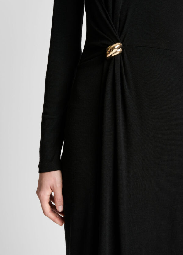 L/S Drape Dress  Black - Image 3