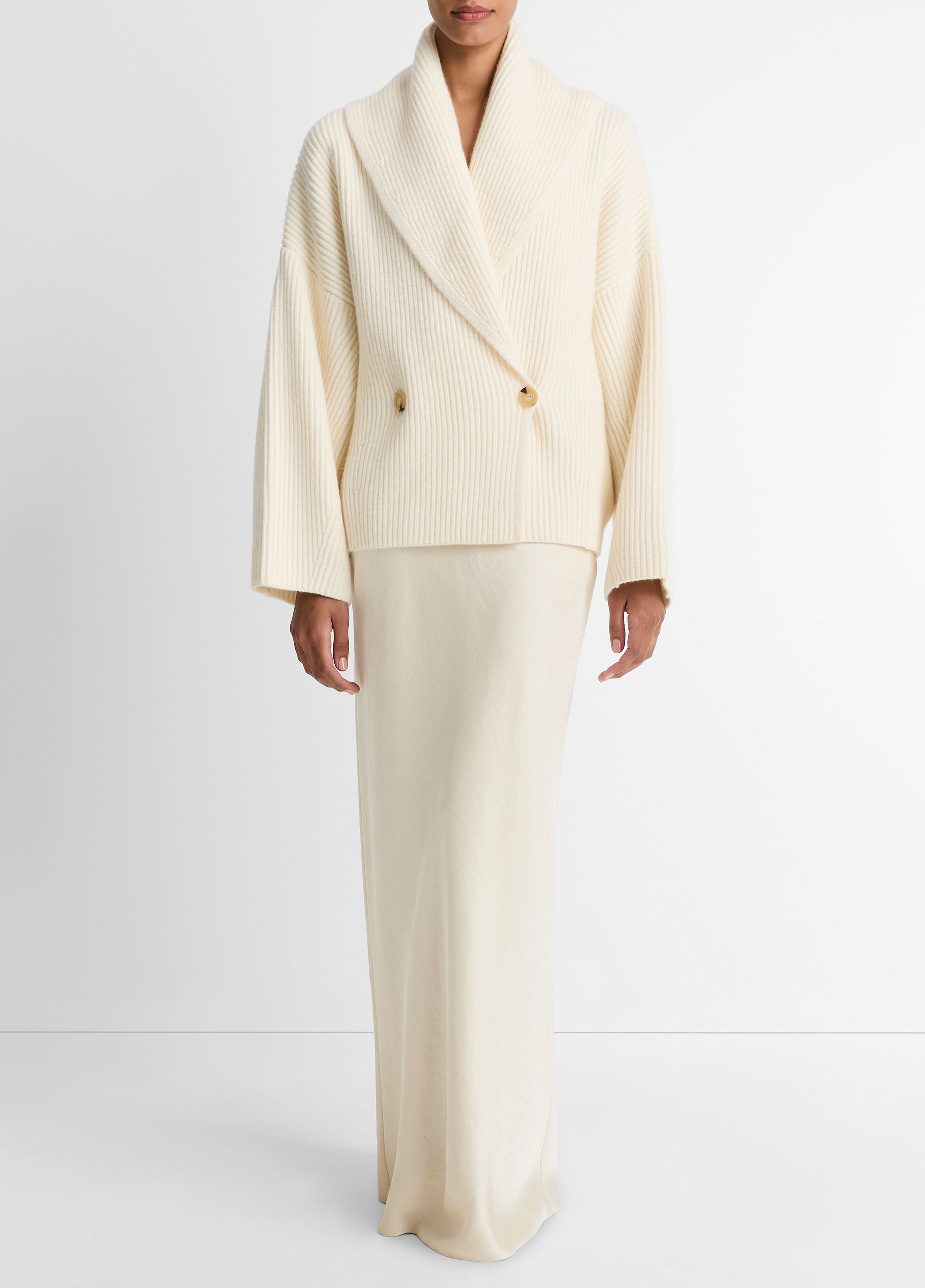Draped Sweater Coat Off White - Image 3