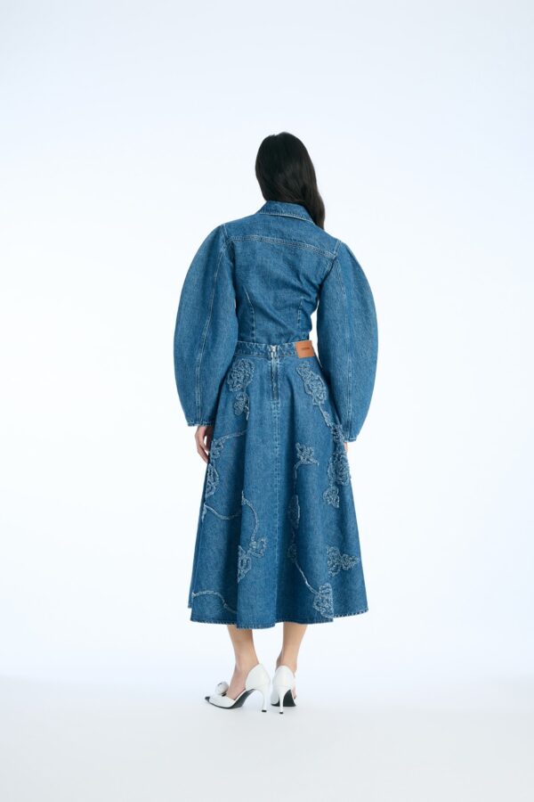 Denim Flower midi Skirt - Image 2
