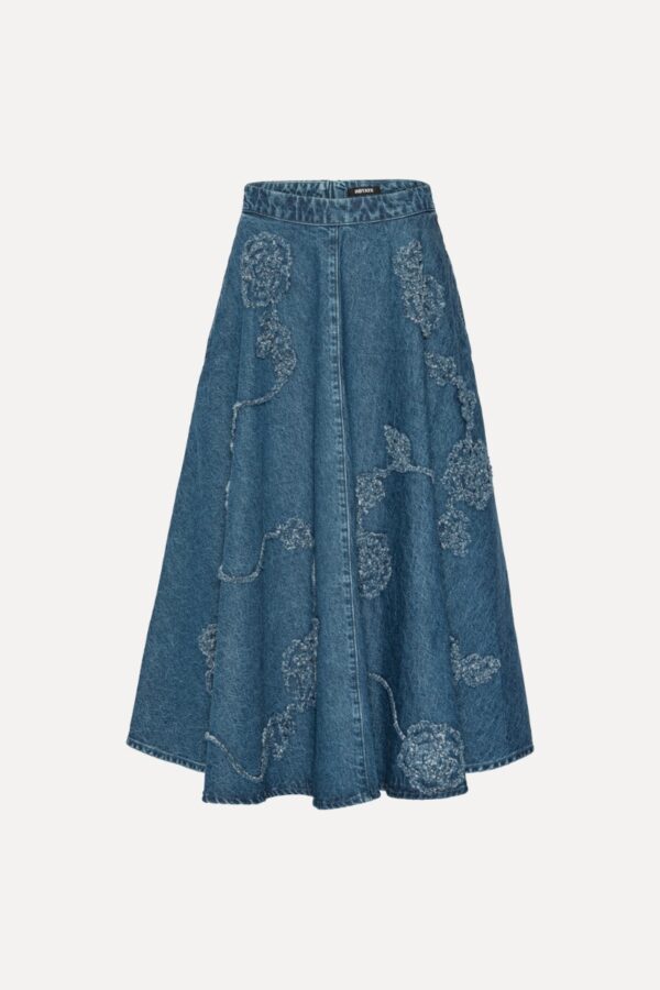 Denim Flower midi Skirt - Image 3